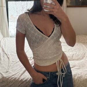 Kimchi Blue Ivory Lace Wrap Top